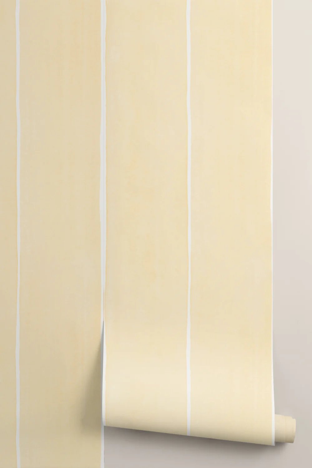 Yellow Thick Vertical Stripes Watercolor Painted Wallpaper