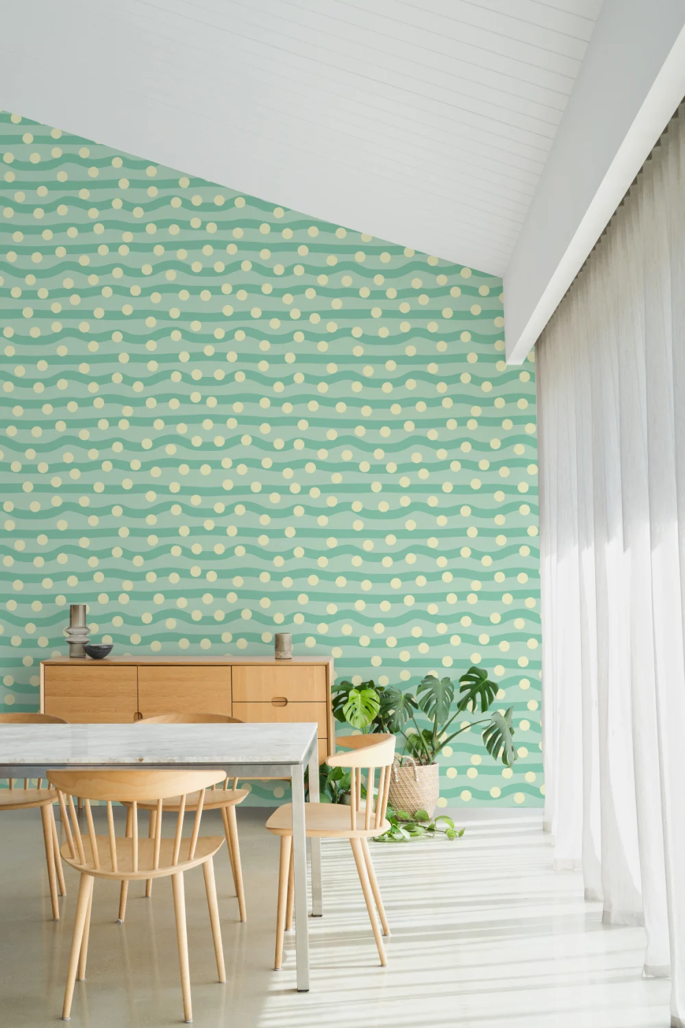 Elizabeth Olwen Polka Pop Light Green Mural