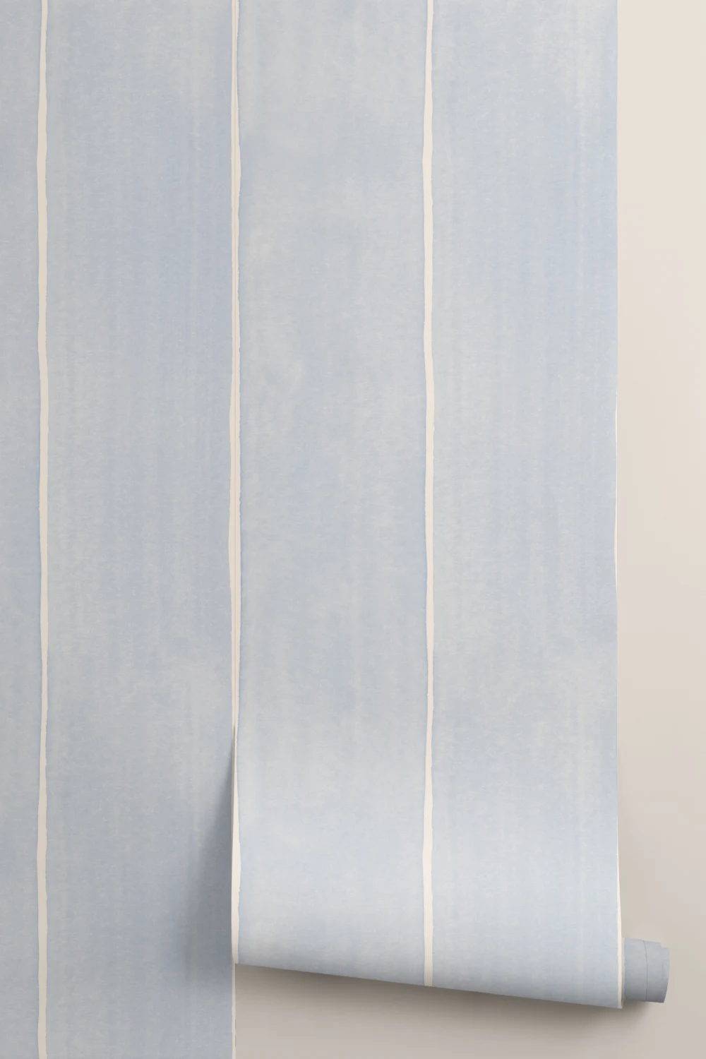 Blue Thick Vertical Stripes Watercolor Painted Wallpaper