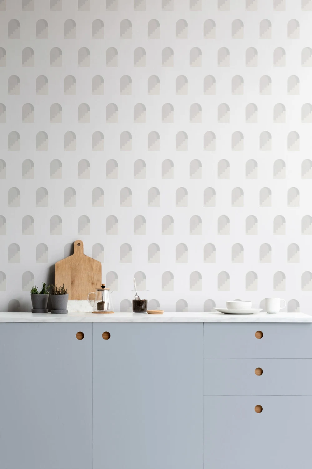 Gray Archway Pattern Architectural Design Repeat Pattern Wallpaper