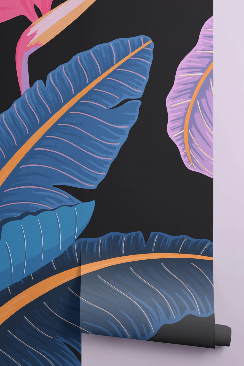 Blue Banana Leaf Bird of Paradise Tropical Wallpaper Mural