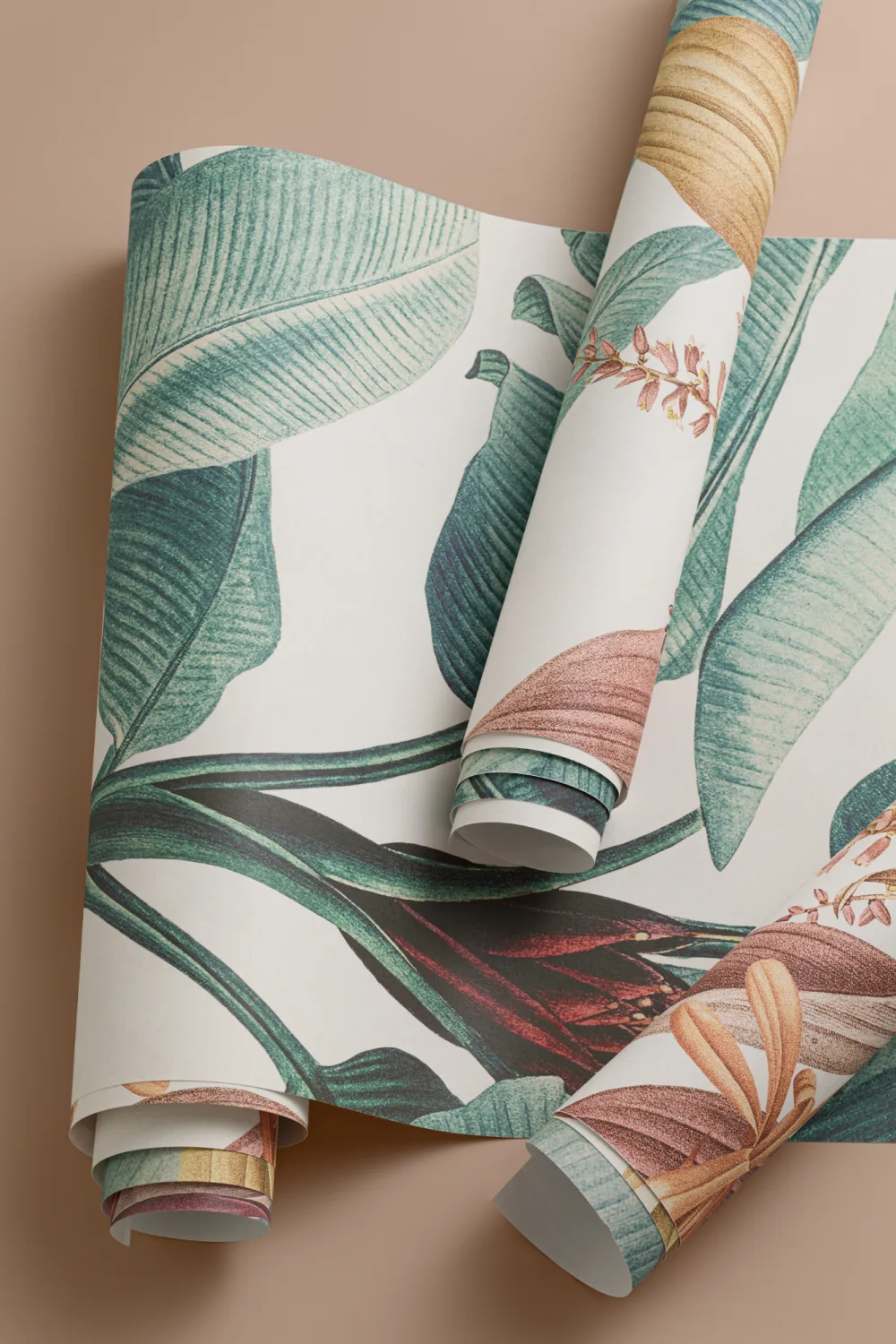 Pink & Teal Vintage Tropical Wall Mural