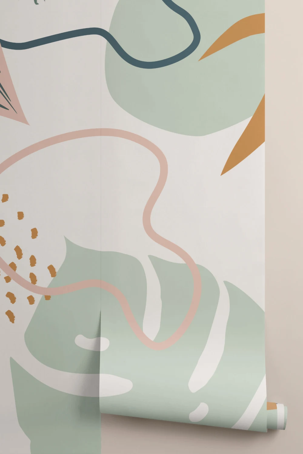 Verde & roz Abstract Tropical frunze colaj tapet mural