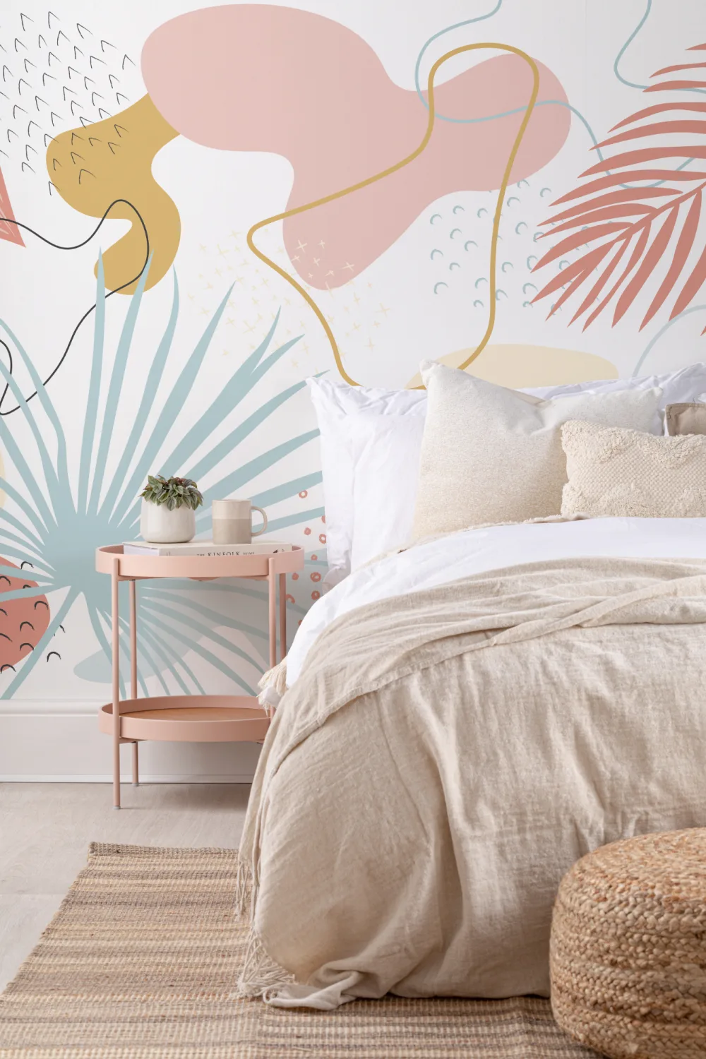 Pink & Blue Abstract Tropical Wall Mural