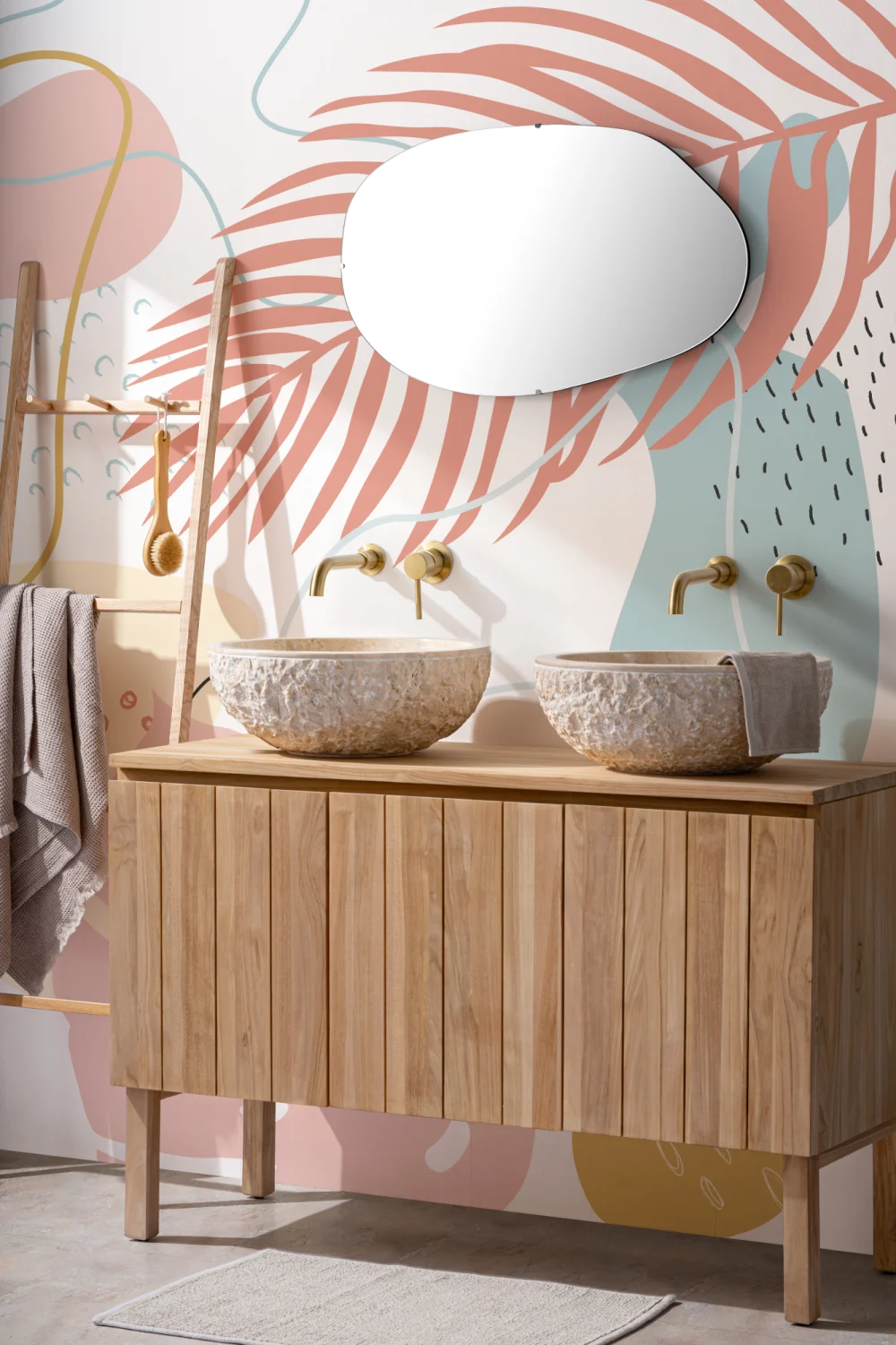 Pink & Blue Abstract Tropical Wall Mural