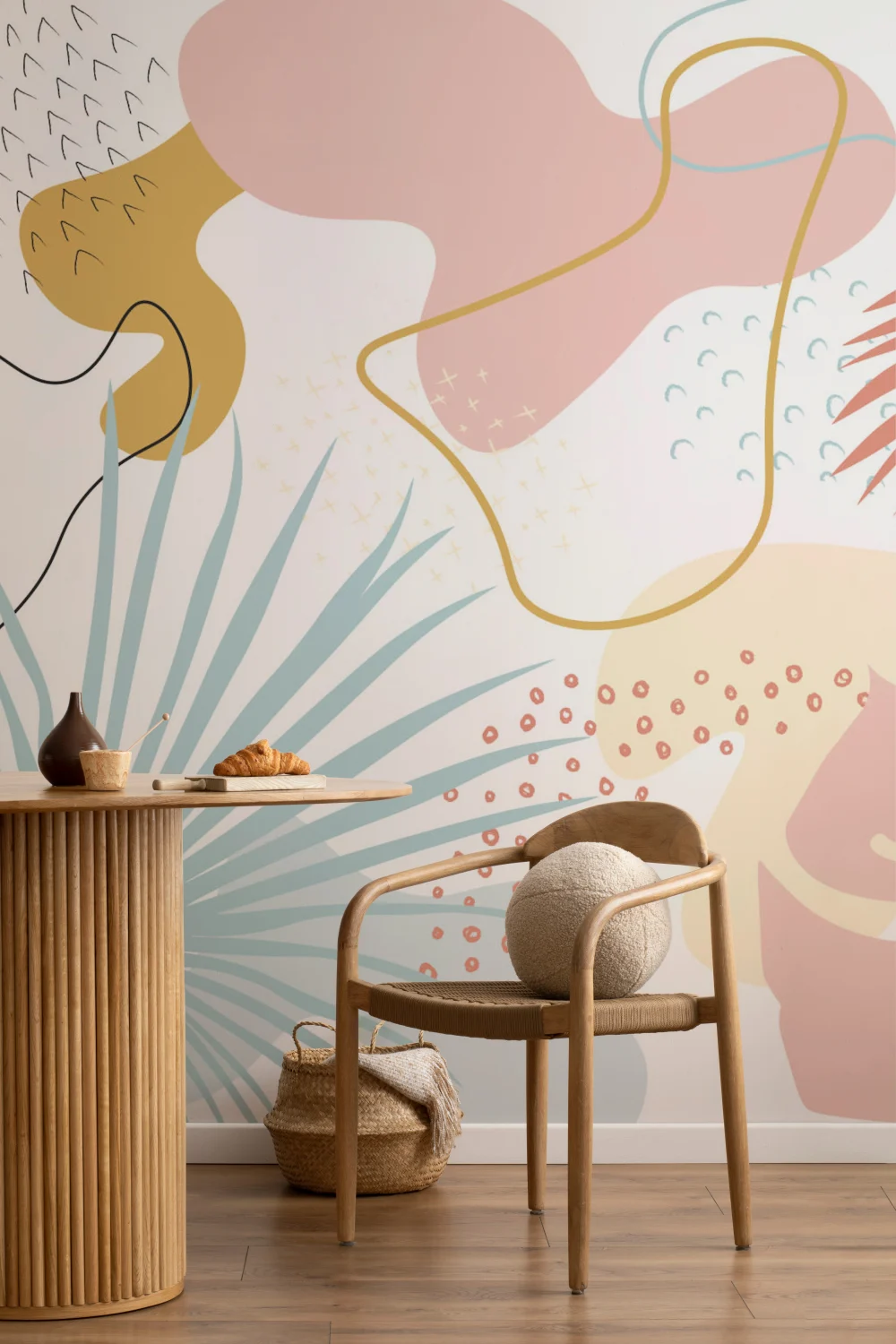 Pink & Blue Abstract Tropical Wall Mural