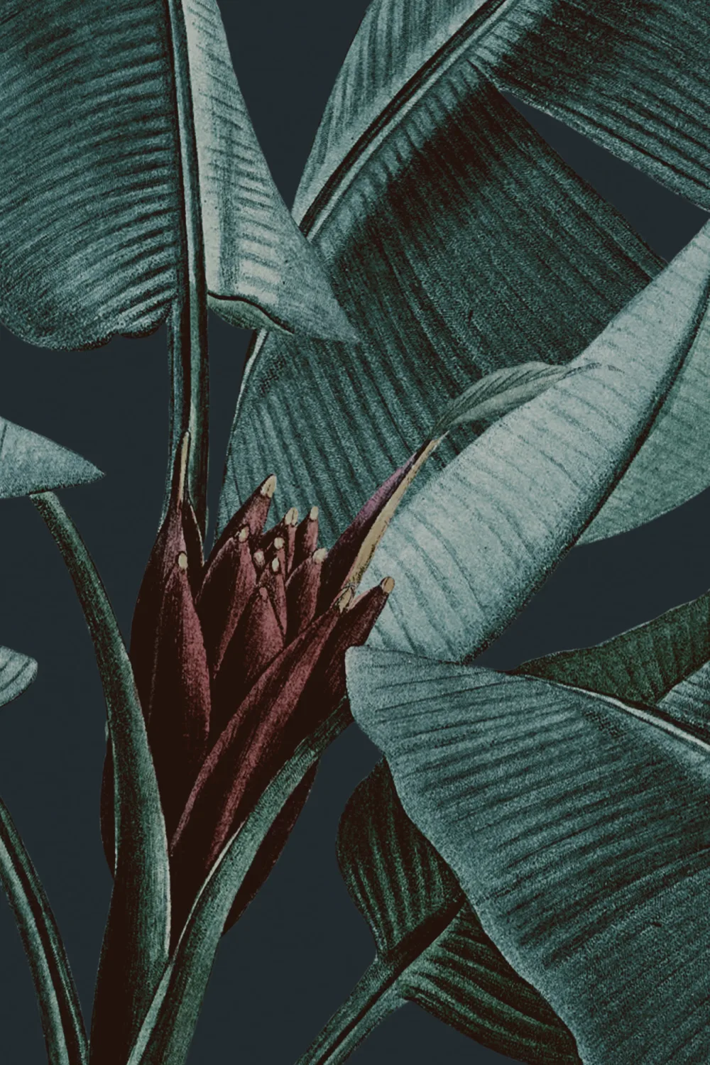 Blue & Green Dark Tropical Wall Mural