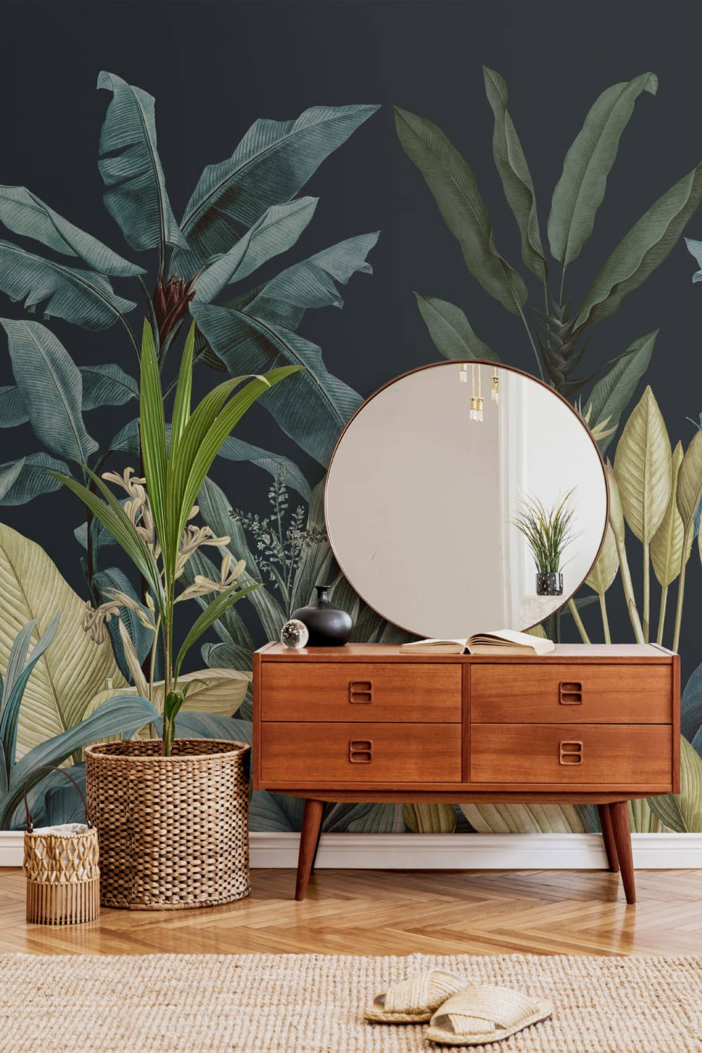 Blue & Green Dark Tropical Wall Mural