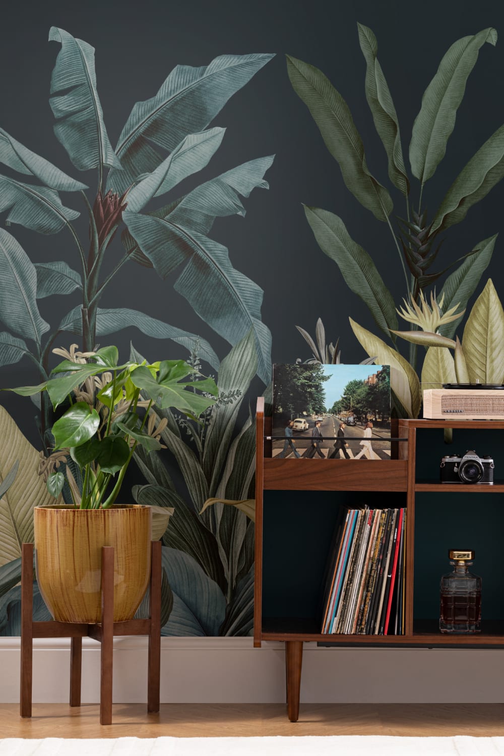 Blue & Green Dark Tropical Wall Mural