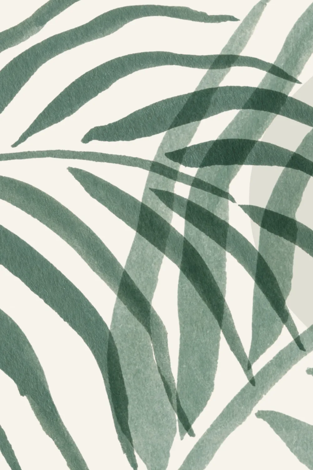Mural de papel de parede tropical com folha de palmeira verde e tinta