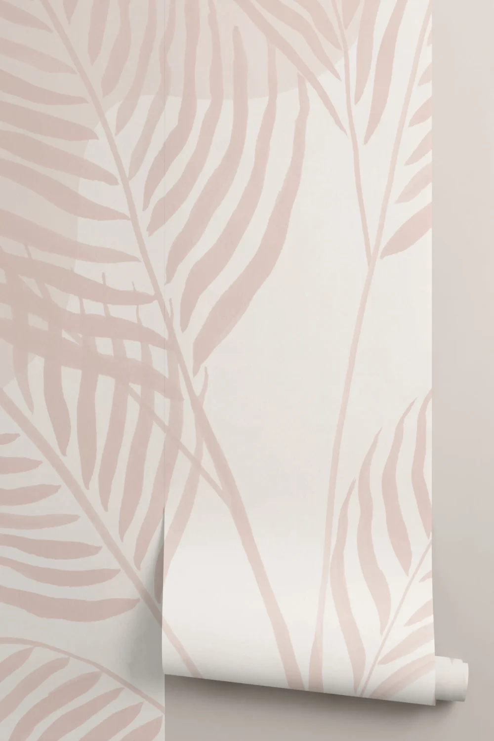 Pink Palm Leaf Inky Tropical Wallpaper Mural