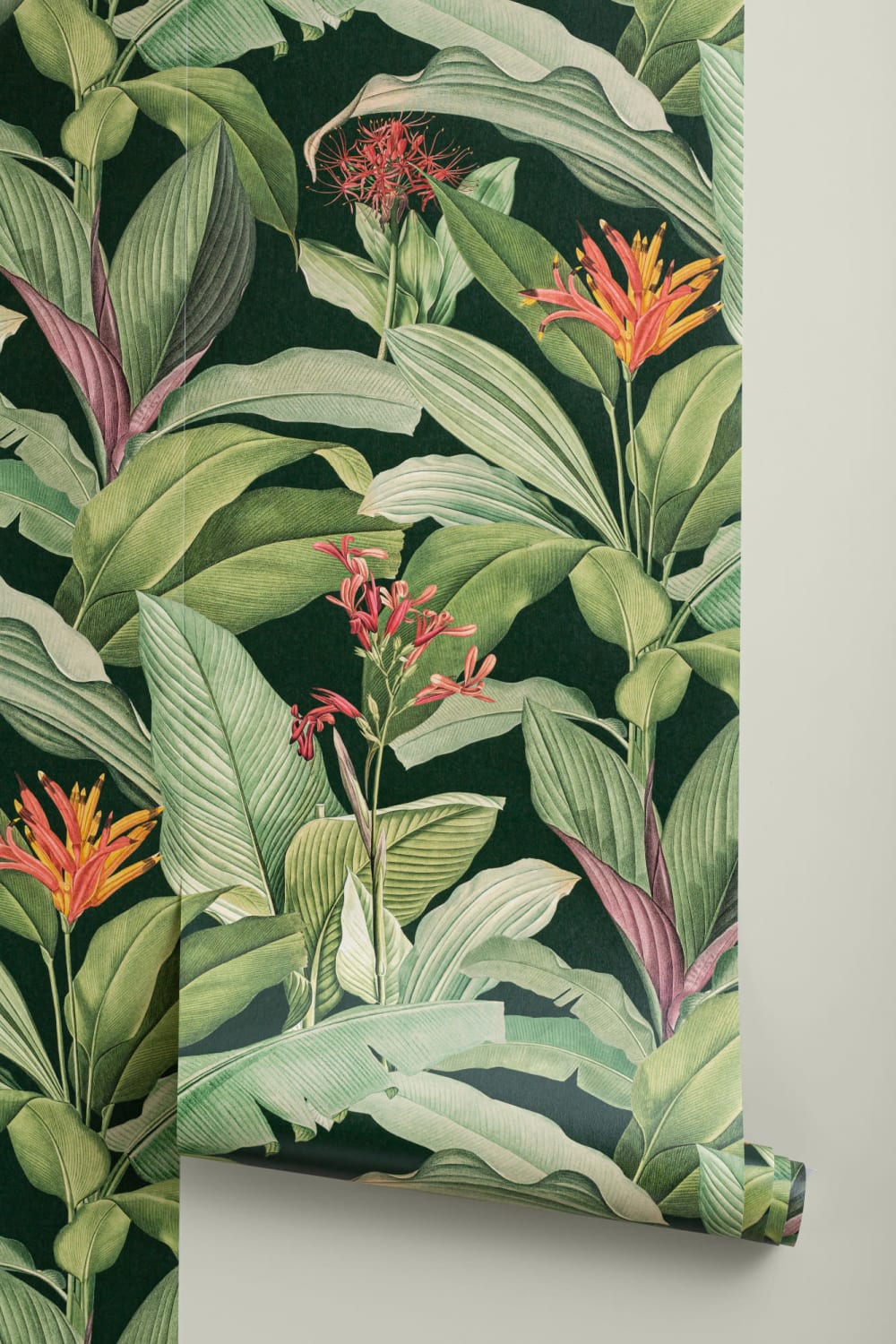 Green Chic Vintage Tropical Repeat Pattern Wallpaper