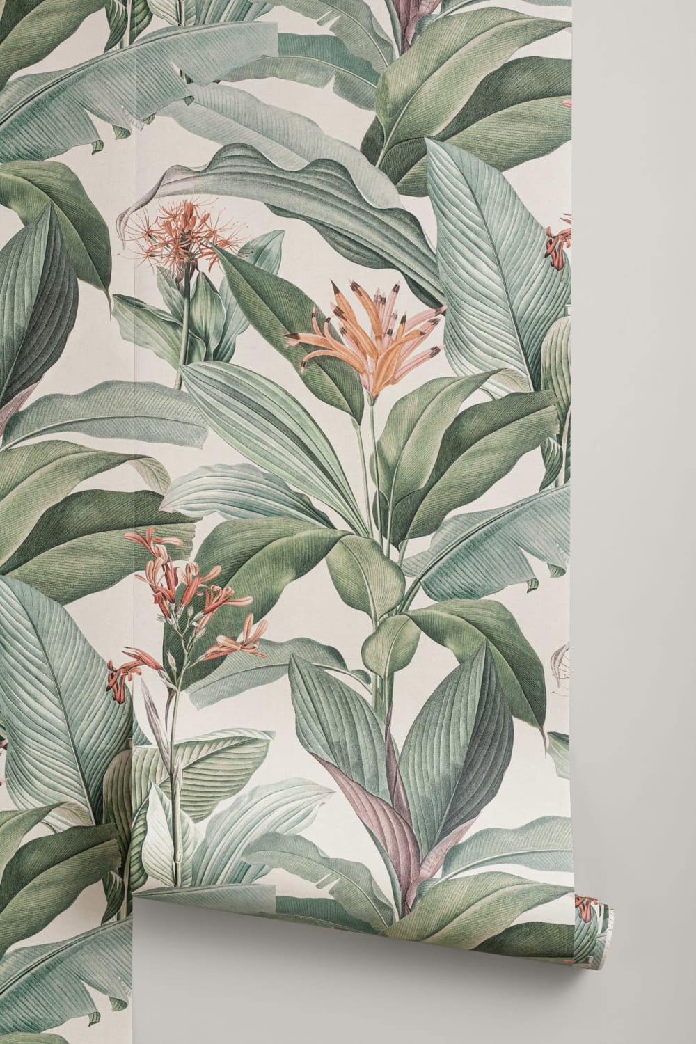 Peach Chic Vintage Tropical Repeat Pattern Wallpaper