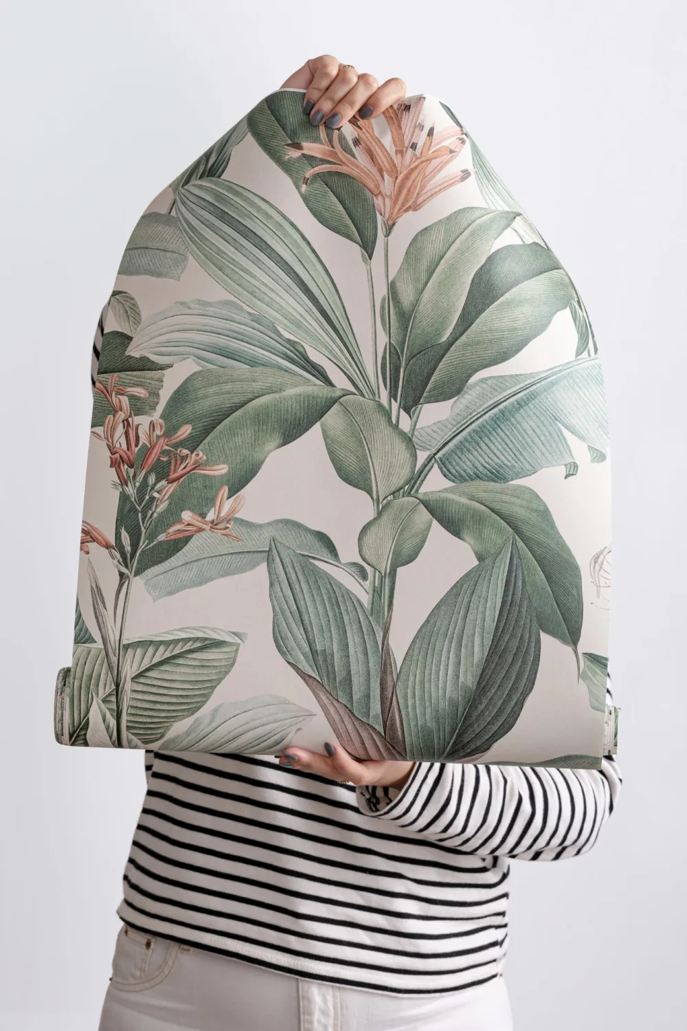 Peach Chic Vintage Tropical Repeat Pattern Wallpaper