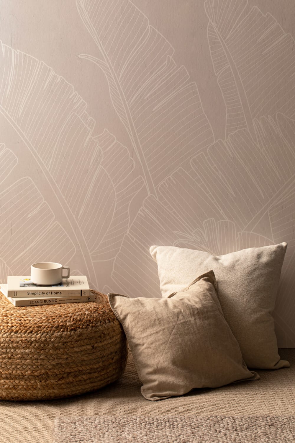 Neutral Pink Large Banana Leaf Wallpaper Mural