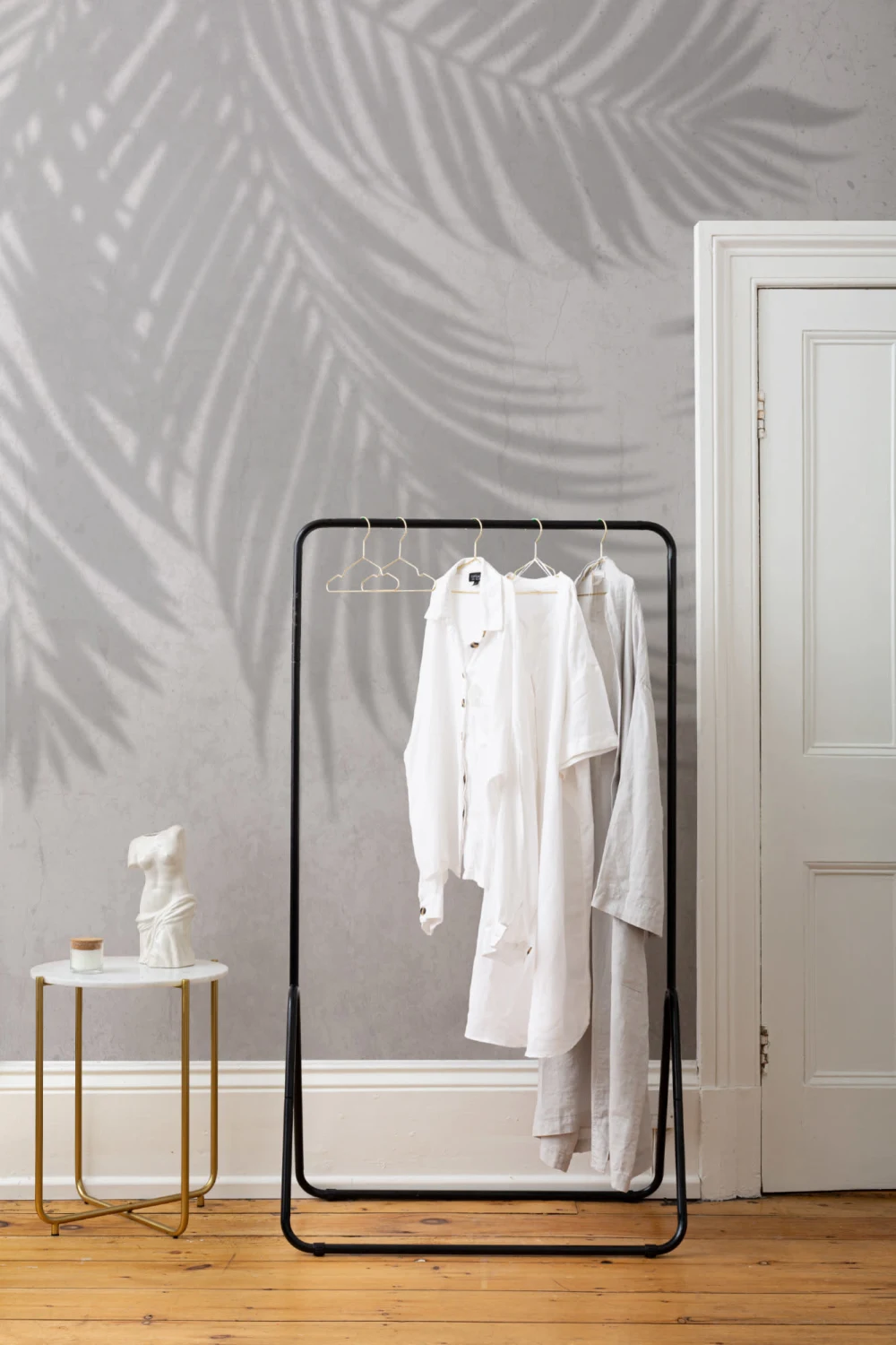 Gray Palm Leaf Shadow Concrete Effect Wallpaper Mural