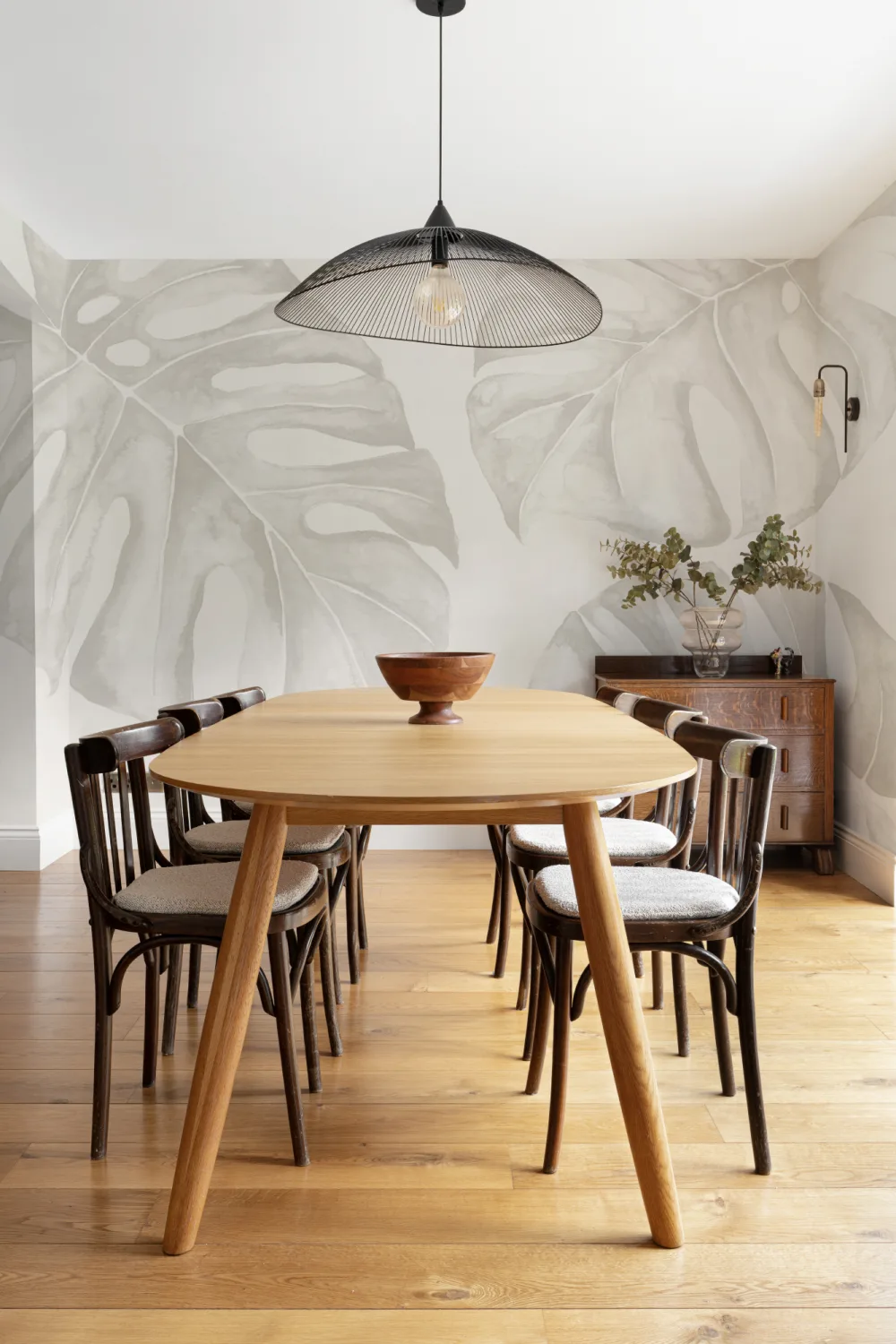Neutral Watercolor Monstera Leaf Wallpaper Mural