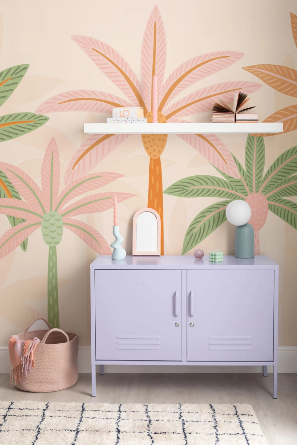Colorful Cartoon Palm Trees Boho Wallpaper Mural