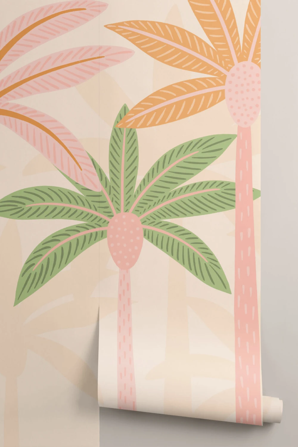 Colorful Cartoon Palm Trees Boho Wallpaper Mural