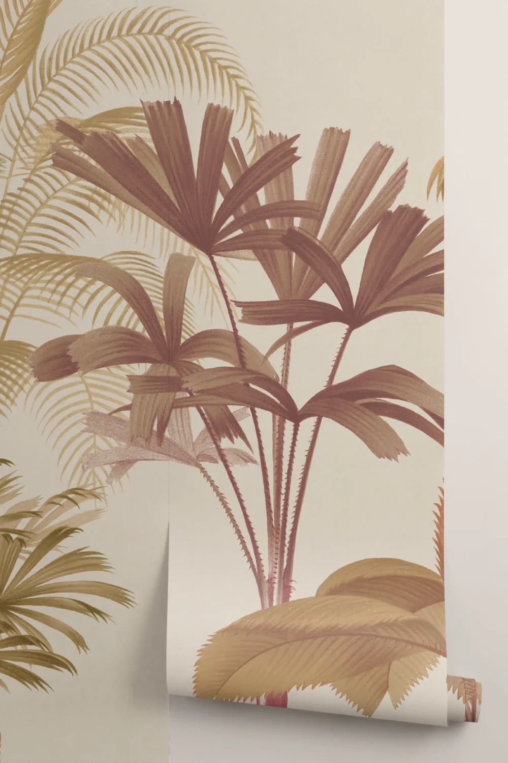 Lämmin Neutrals trooppinen Palm Tree kuvatapetti