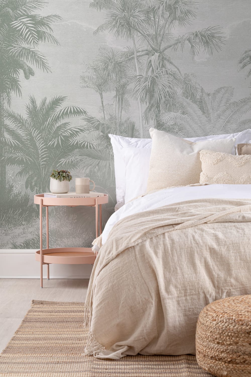 Sage Green Vintage Tropical Jungle Wallpaper Mural