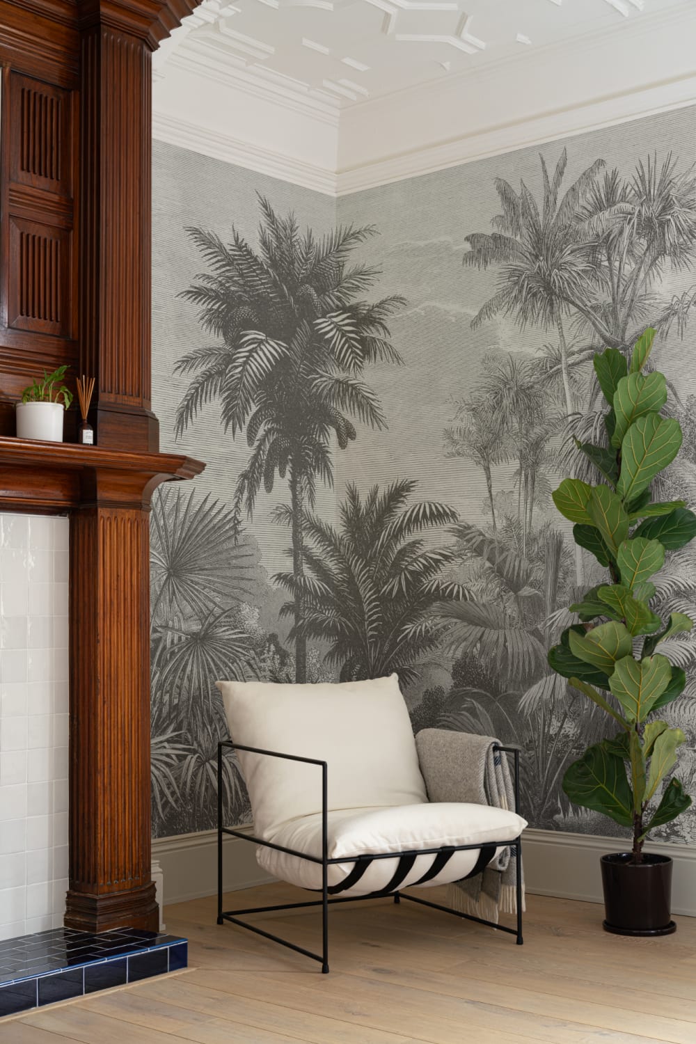 Monochrome Vintage Jungle Wallpaper Mural