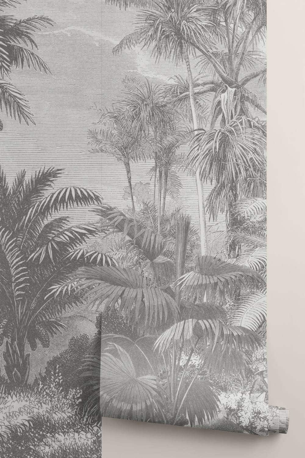 Monochrome Vintage Jungle Wallpaper Mural
