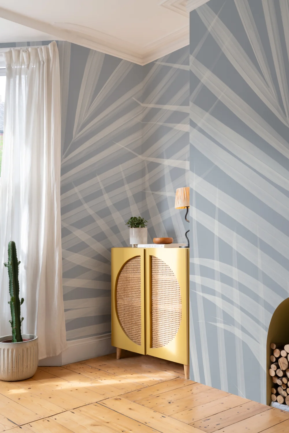 Light Blue Palm Leaves Wall Mural