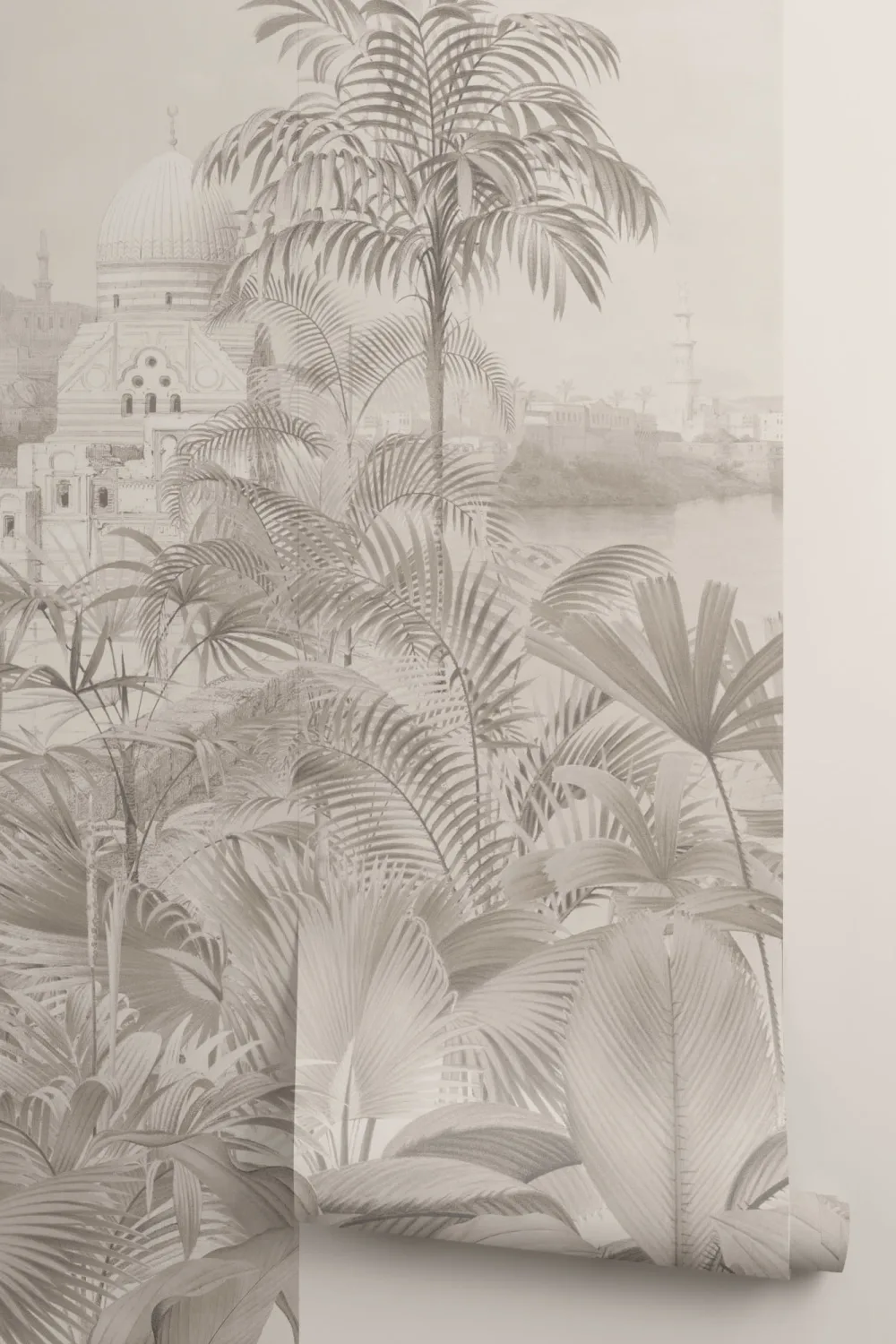 Panoramique jungle vintage en greige