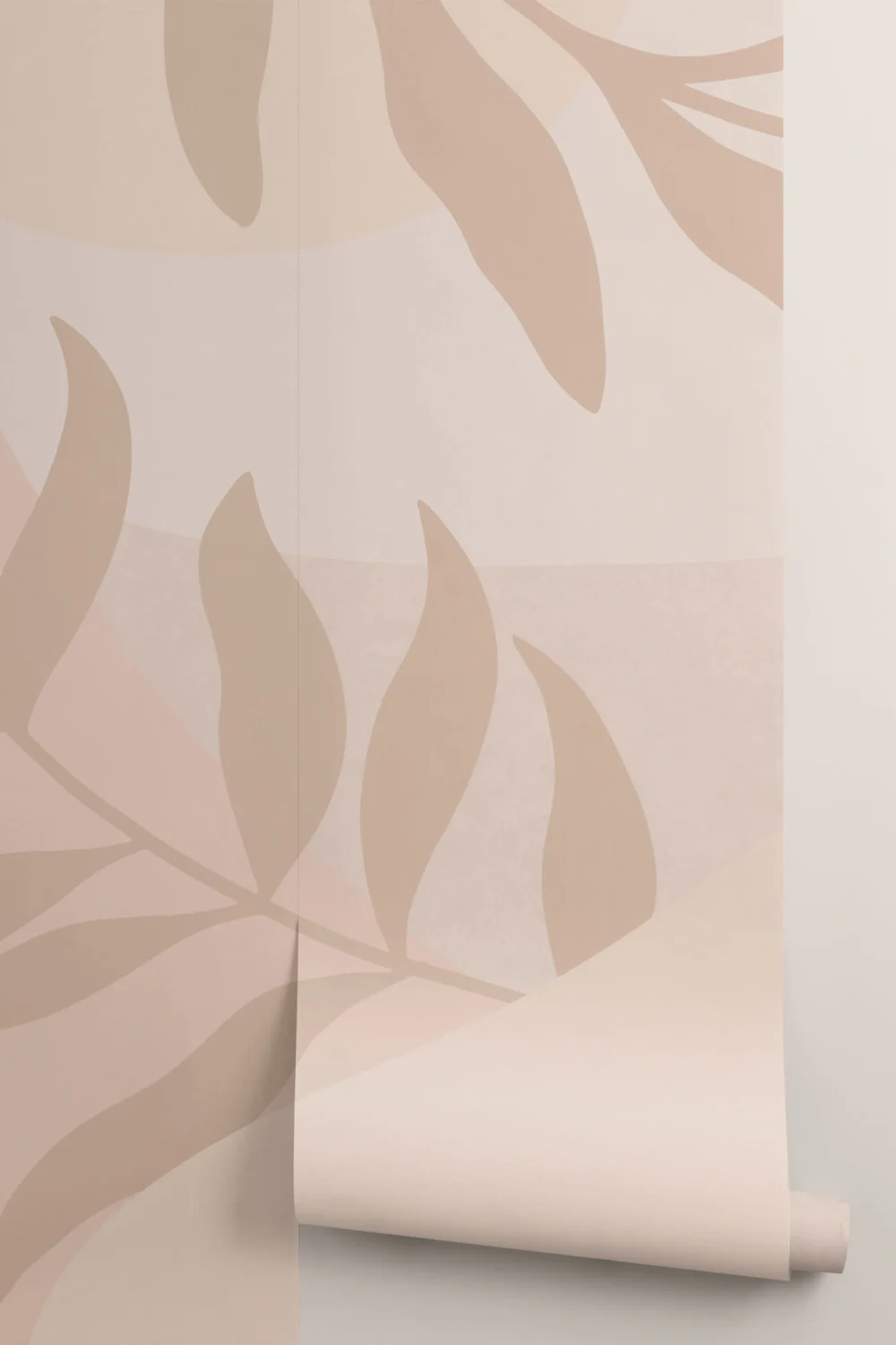 Peach and Beige Tropical Leaves Wallpaper Mural
