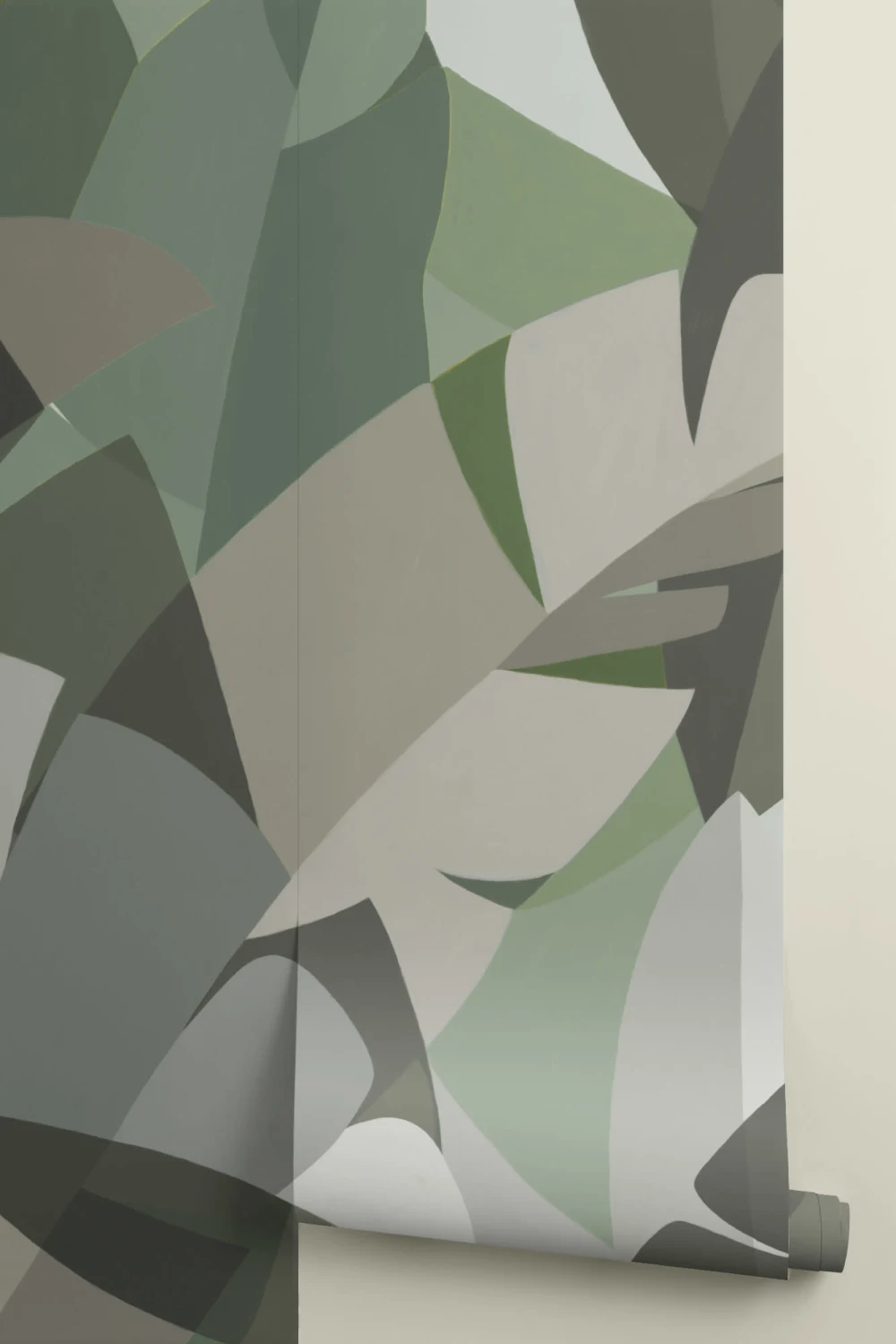 Groen Kubisme Stijl Tropische Bladeren Behang Muurschildering