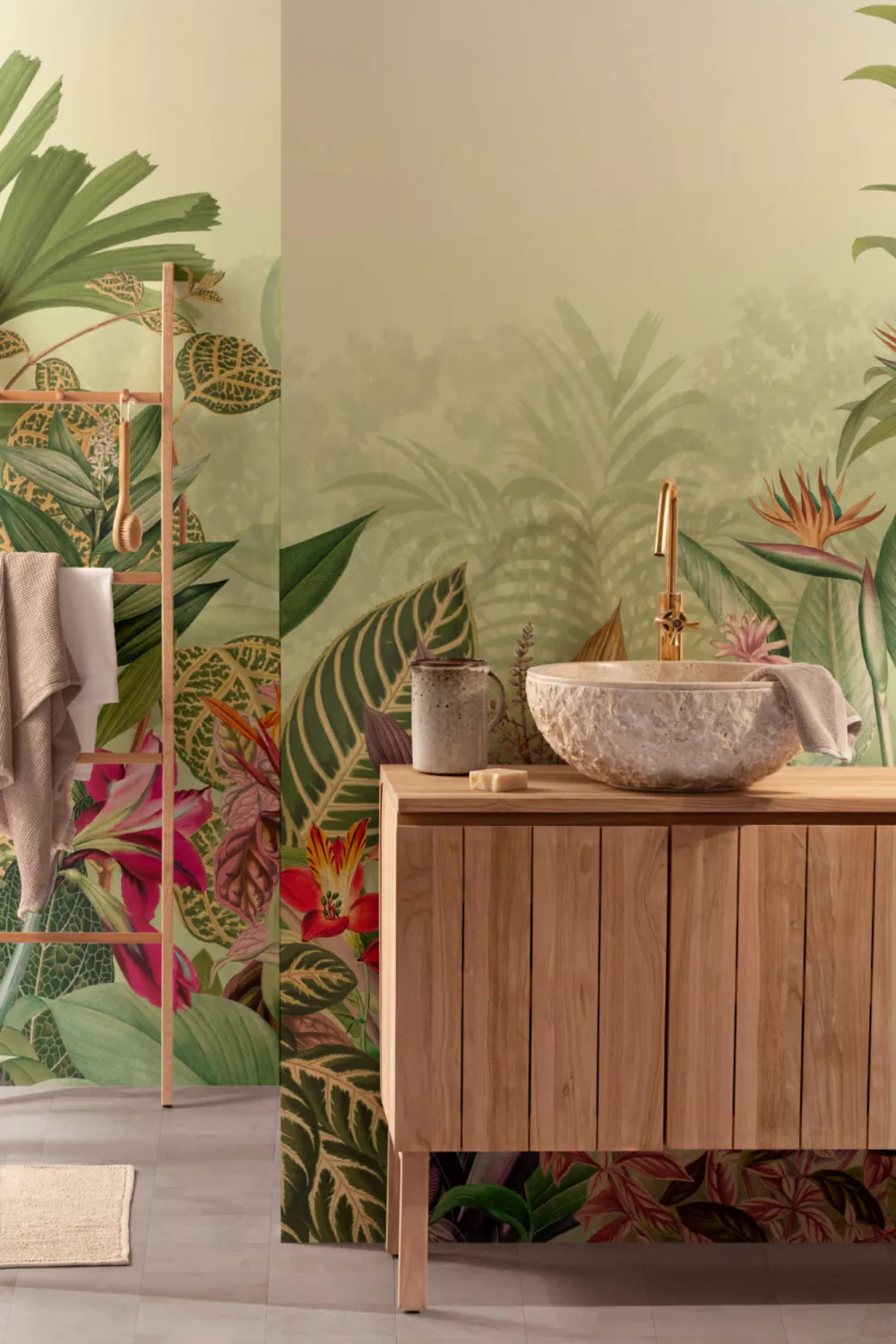 Vintage Tropical Botanics Green Wall Mural