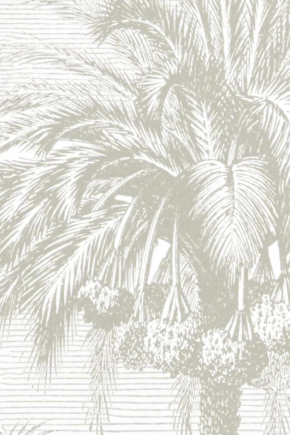 Lacandon Grijze Muurschildering Tropisch Palmbos met Vintage Etsdetail
