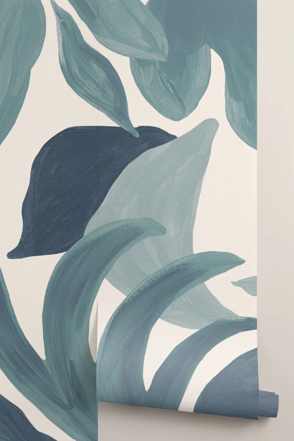 Blue Leafy Botanical Scandi Art Wall Mural