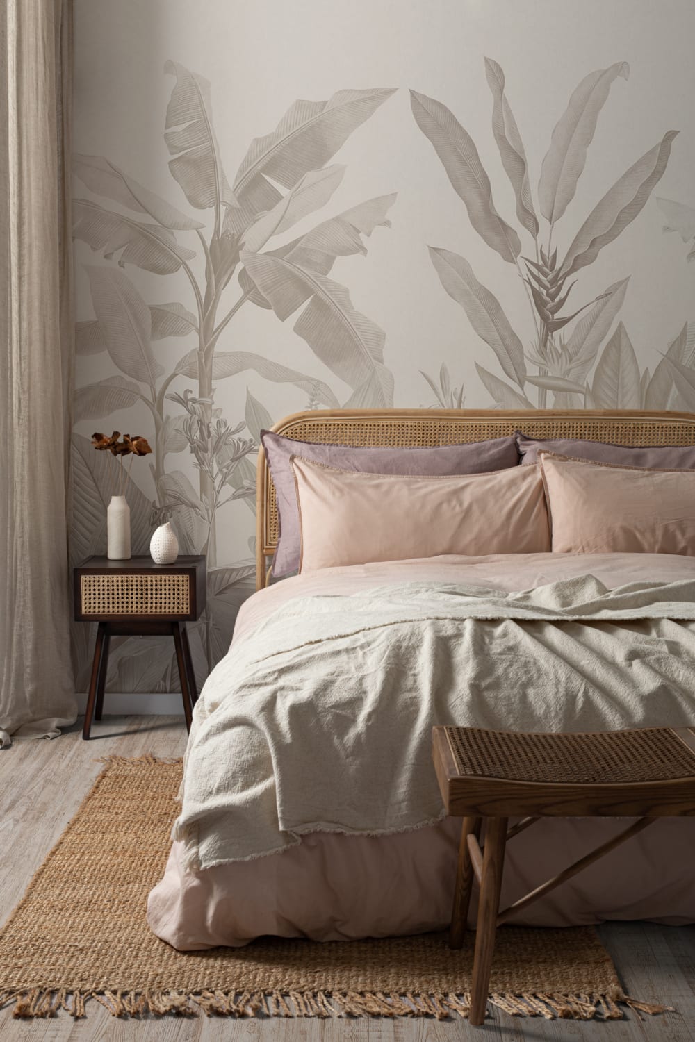 Neutral Vintage Tropical Mural