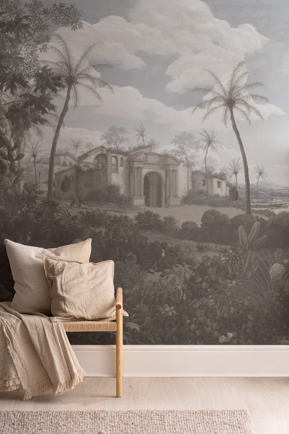 Neutral Frans Post Landscape Painting Mural