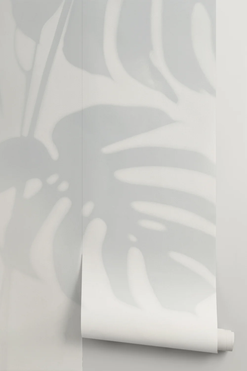 Blue Monstera Leaf Shadow Mural