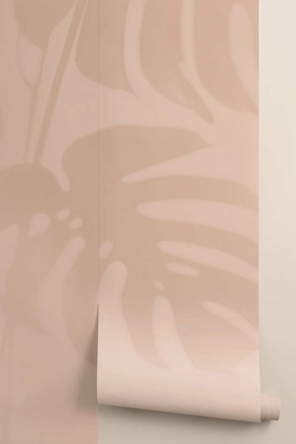 Rosa Monstera Blad Skygge tapet