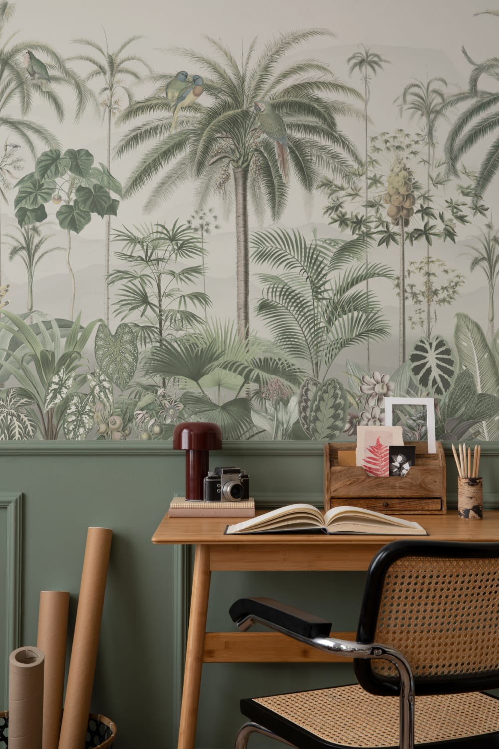 Klassisk illustrerad tropisk botanisk mural-tapeter