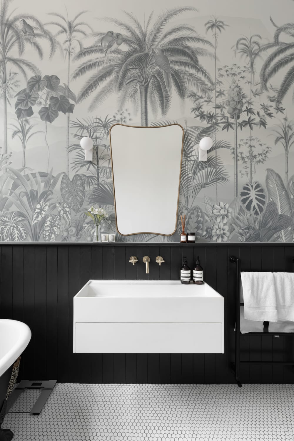 Albastru ilustrat tropical botanic murale