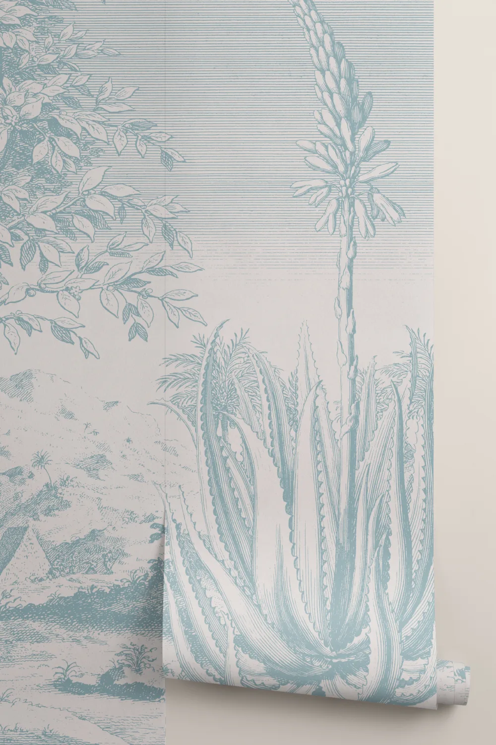 Blue Aloe Vera Botanical Mural