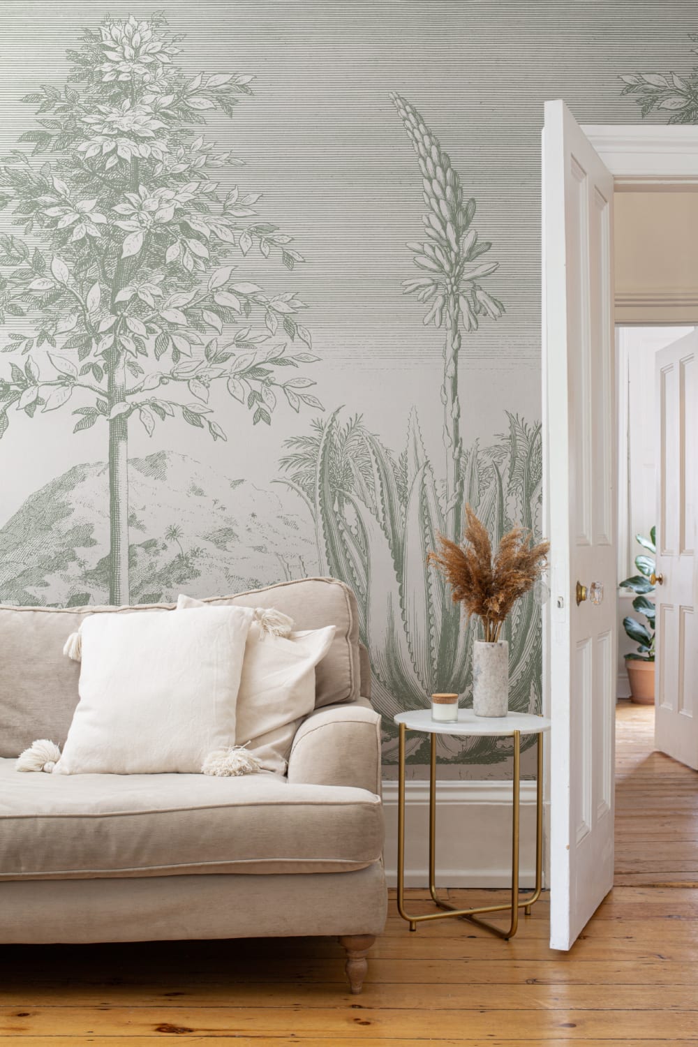 Green Aloe Vera Botanical Mural