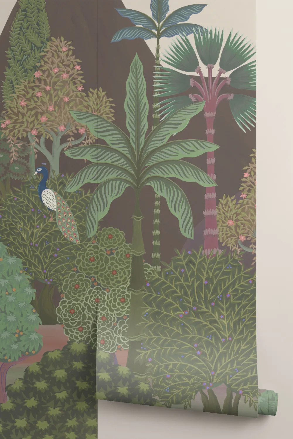 Flerfarvet fototapet med jungledyr i dagtimerne