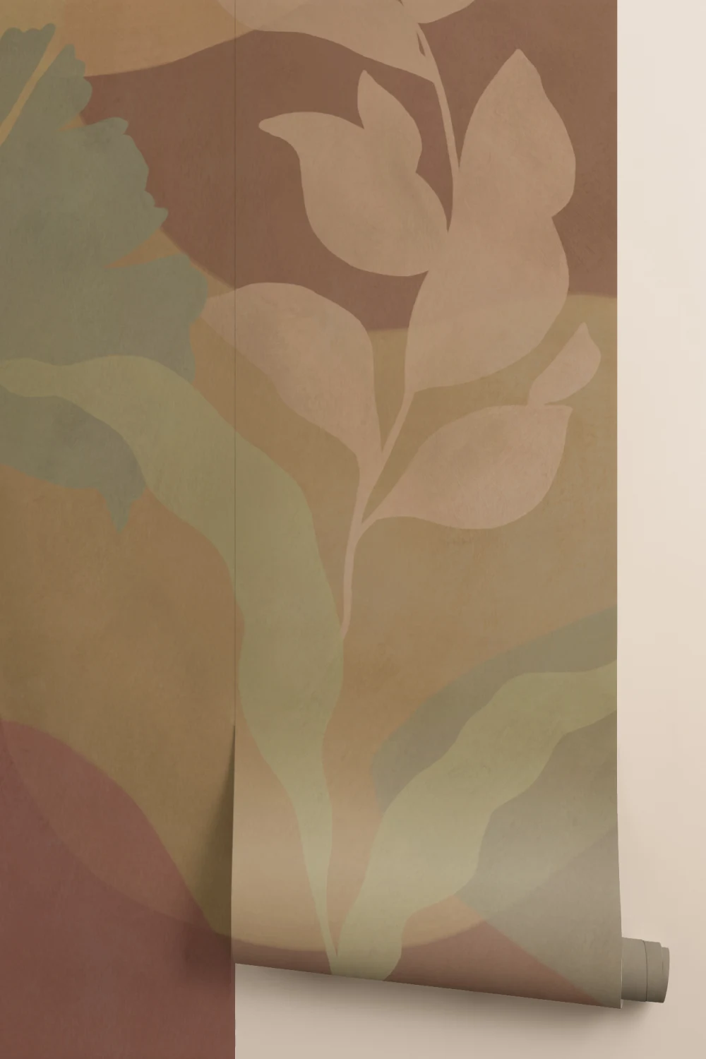Brown Abstract Tropical Foliage Mural