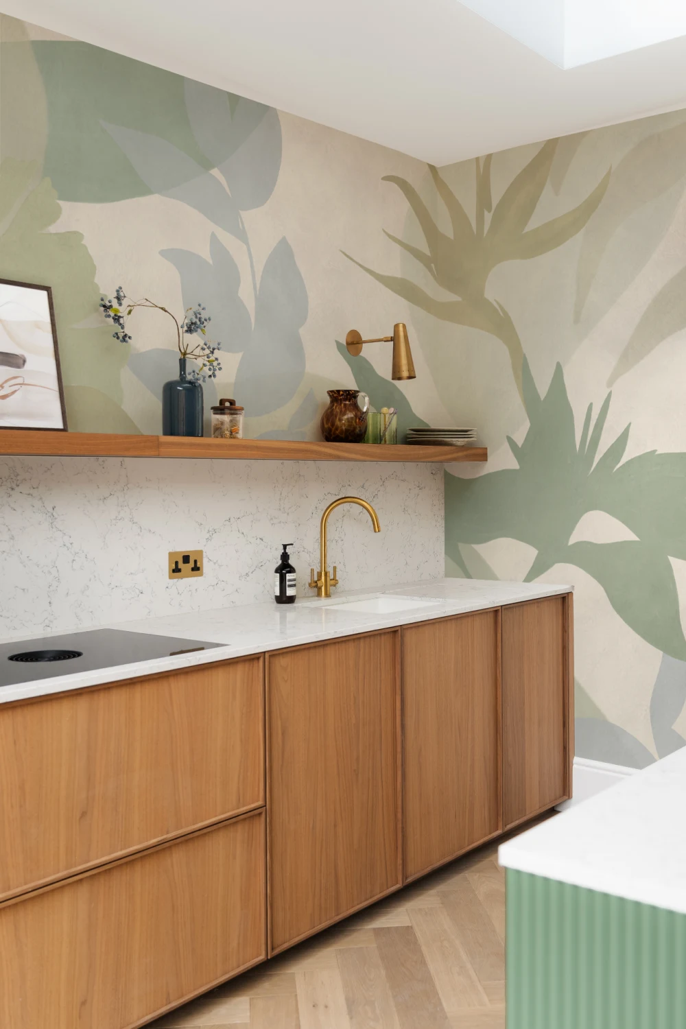 Green Abstract Tropical Foliage Mural