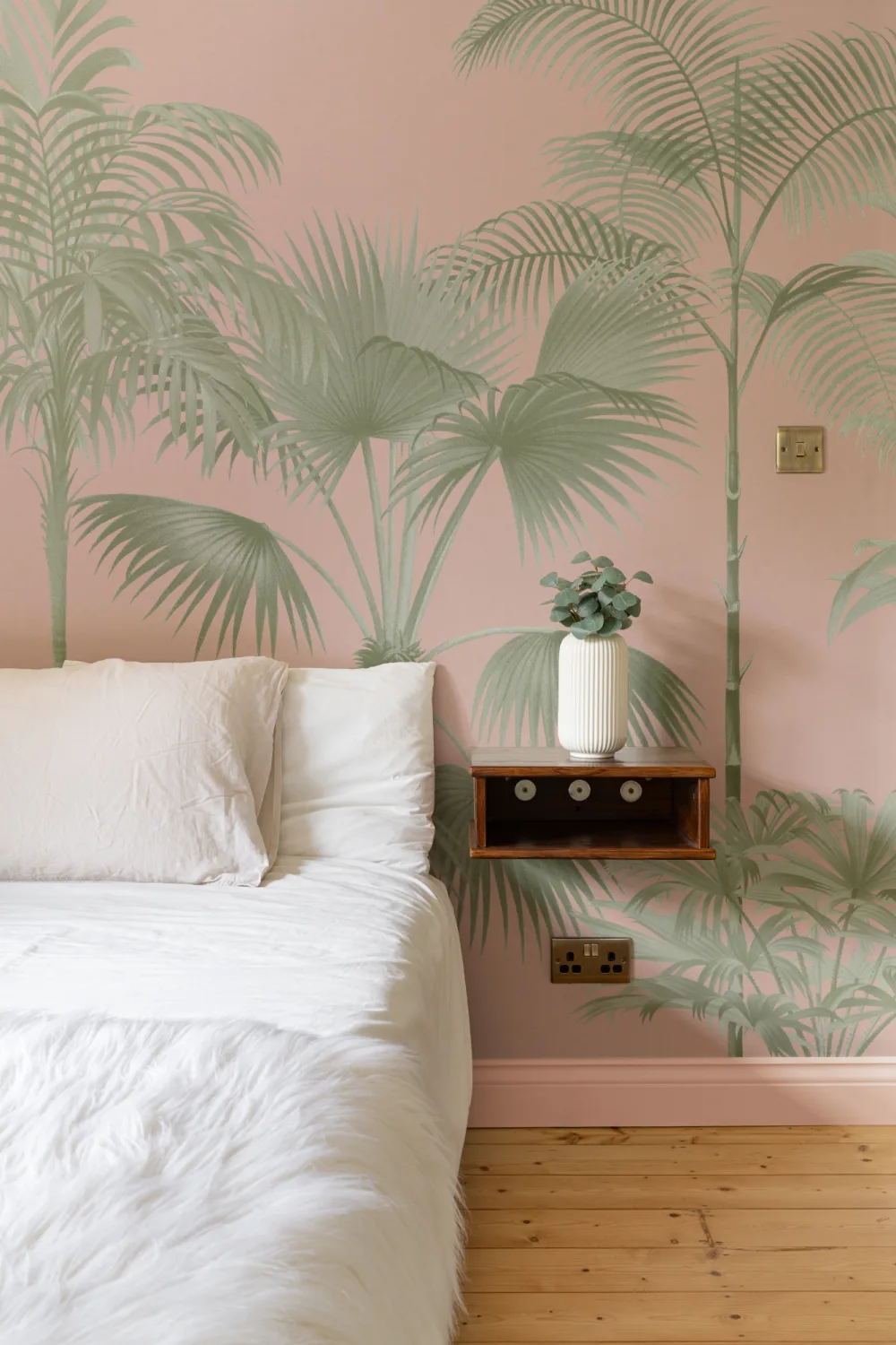 Pink Vintage Tropical Palm Tree Mural