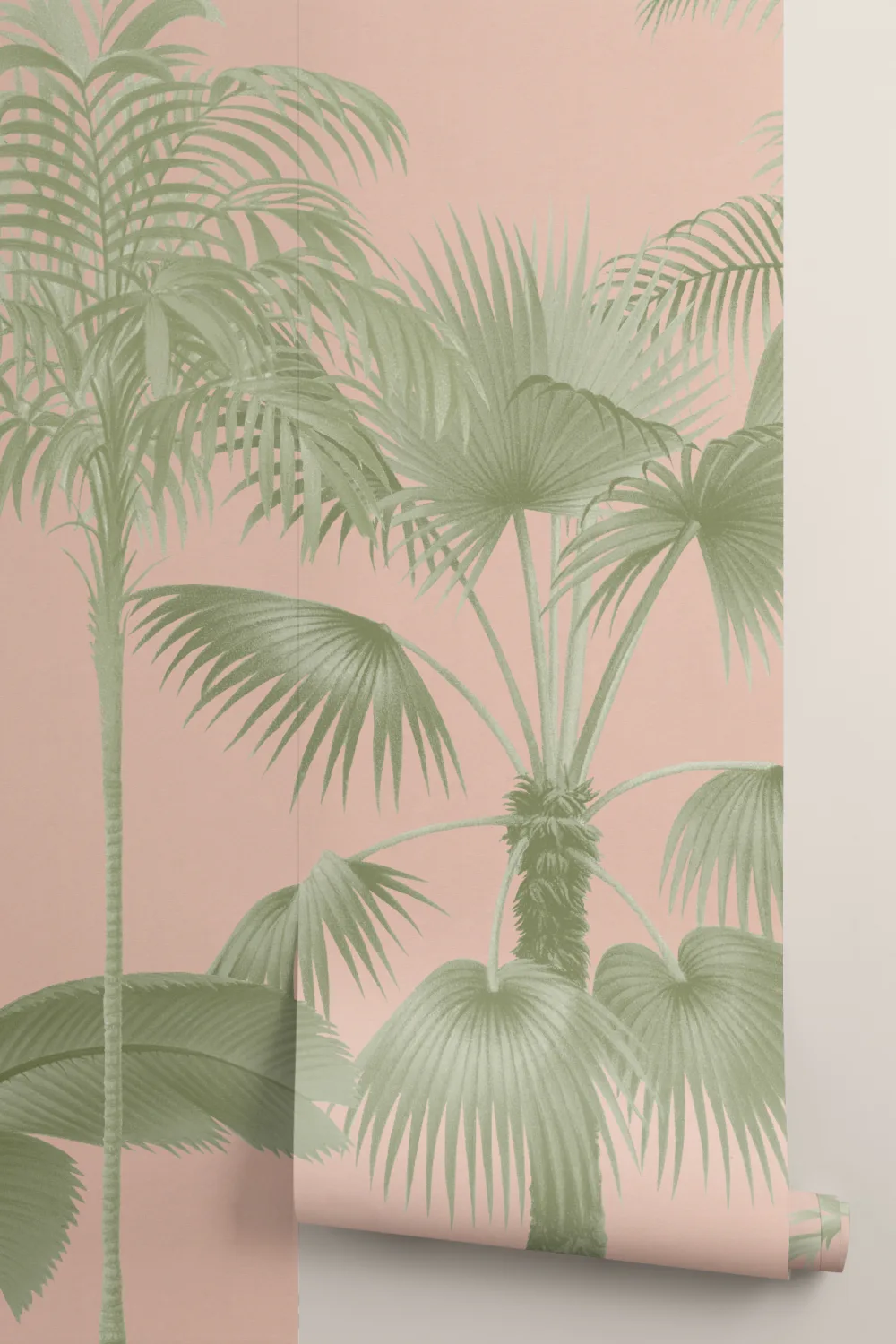 Pink Vintage Tropical Palm Tree Mural
