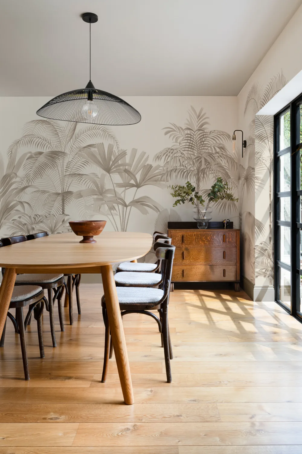 Neutral Vintage Tropical Palm Tree Mural