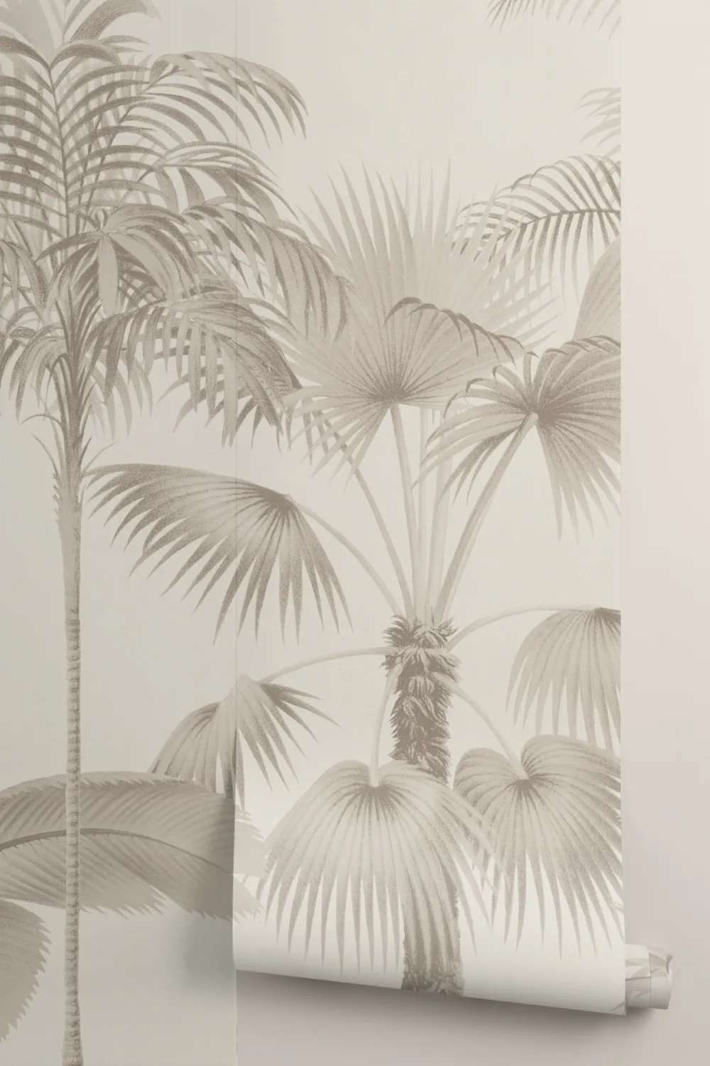 Neutral Vintage Tropical Palm Tree Mural