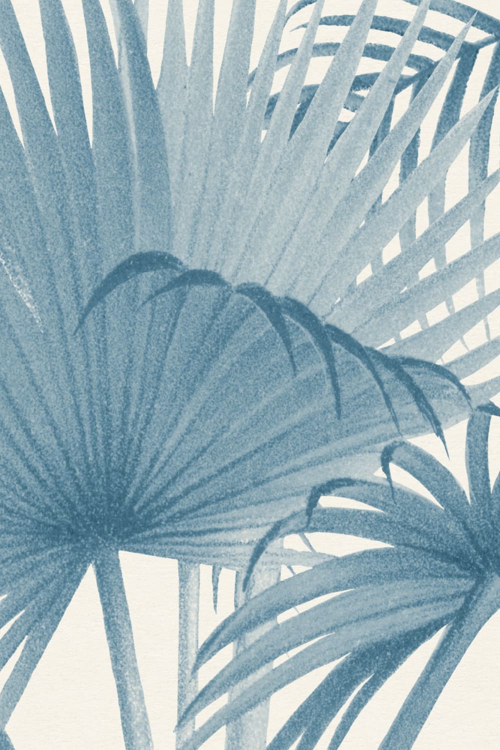Papier peint panoramique palmier tropical vintage bleu